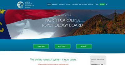 North Carolina
Psychology Board site